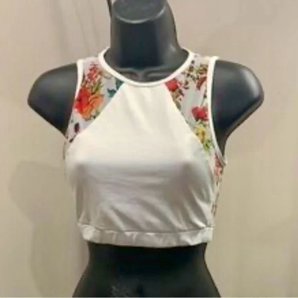 Floral Print Women's swim high neck top - Picture 3 of 4